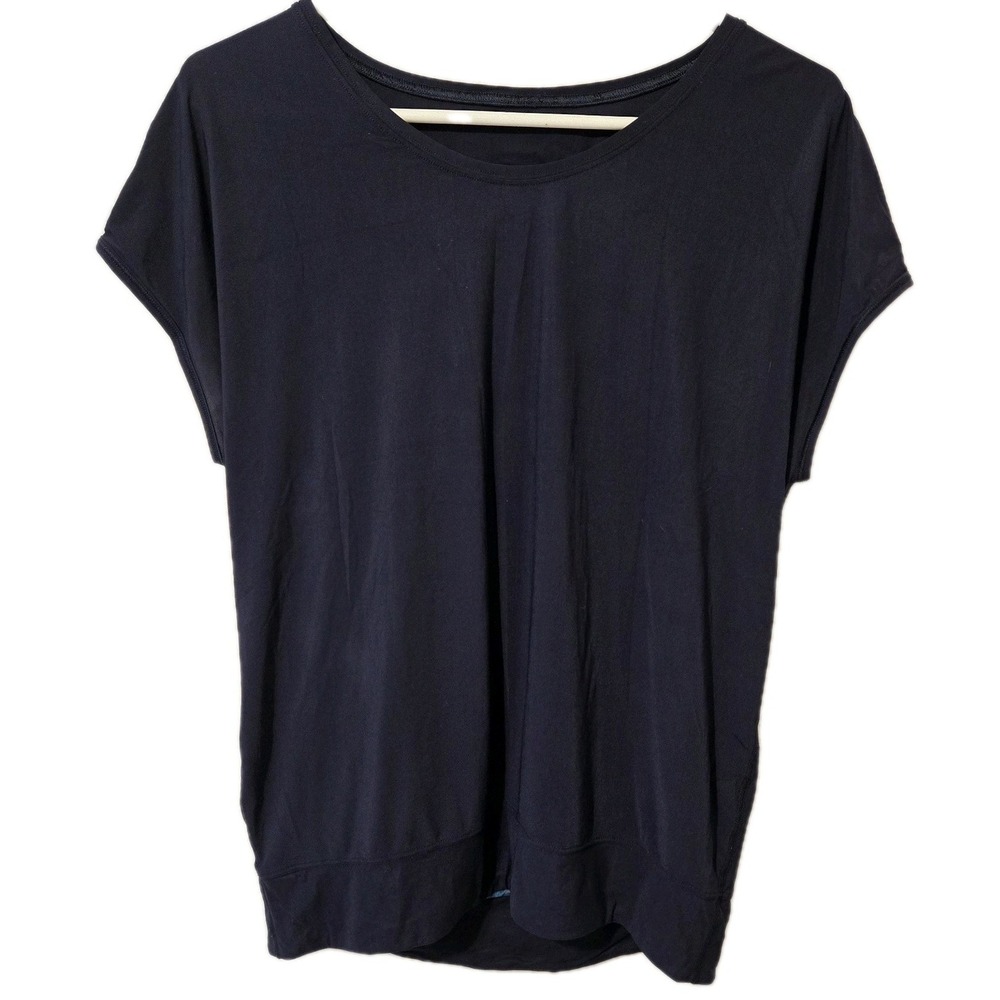 Lululemon if You're Lucky Short Sleeve Tee Open Back Dark Blue Size 6/8